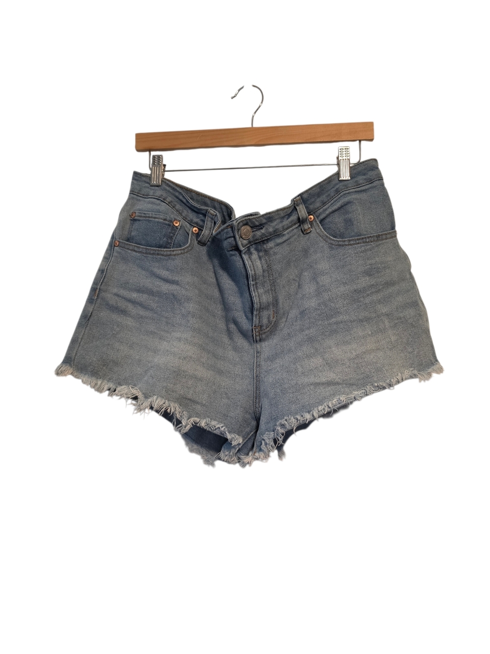 Almost Famous Light Blue Frayed Hem Denim Shorts Size 15